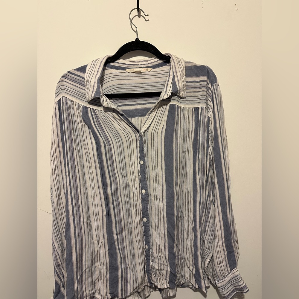 Blue and white button-down shirt